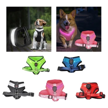 Reguliuojamas Pet Krūtinės Diržas LED Šunį Vest Pet Lauko Pėsčiomis Priemonė Anti Pabėgti 6XDE