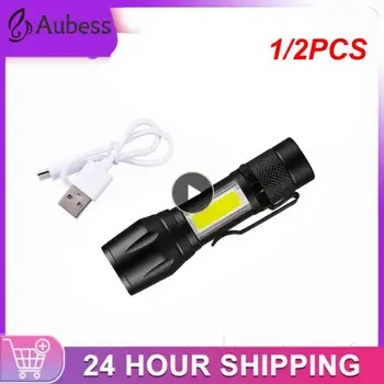 1/2VNT Mini Led Žibintuvėlis Nešiojamas USB Įkraunamas LED Žibintų Aukščio Penlight Vandeniui Darbą Šviesos Kempingas