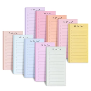 10 VNT Padaryti Sąrašą Sticky Notes Kasdien Notepad 8.5X3.7Inch, 500 Lapų, Įvairių Spalvų, su Pamušalu