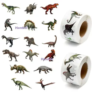 1000Pcs Animacinių filmų Dinozaurų Lipdukai Roll Lipni, Vaikų Kambario Sienų Lipdukai Dinozaurų Realus Lipdukas Nešiojamas Bagažo Dekoras