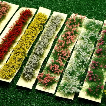 1Set Statinio Dekoracijos Modelis Smėlio Lentelė Pastato Išdėstymas Gėlių Grupių Kraštovaizdžio Wargame Miniatiūrinių Sodo Dekoro Žolės Kuokštais