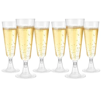 24Pcs Šampanas, Vienkartiniai Stiklo Goblet Plastiko Bandymo Stiklo Šampano Stiklo Kokteilių Stiklinių 4.7 Oz (150Ml)