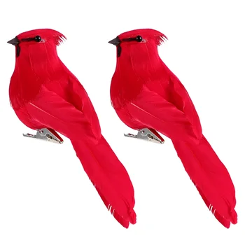 2vnt Dirbtinės Raudonos Kardinolas Paukščių Įrašą Imituojamas Kalėdų Plunksnuočių paukščiai Paukščių Puošmena Kalėdų Eglutės Ornamentu