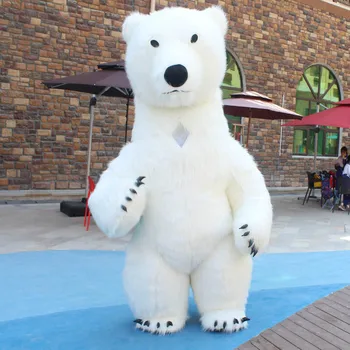 300CM Cosplay Oro Pripučiami Polar Bear Talismanas Kostiumas už Reklamos Vestuvių Pritaikyti Talismanas Kostiumas Gyvūnų Kostiumas Baltas