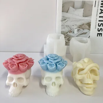 3D Kaukolė Gėlių Silikono Žvakių Liejimo Tortas Dekoravimo Karamelinis Desertas 