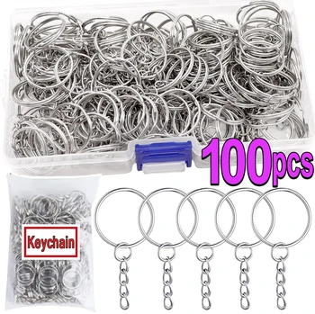 50-100vnt Nerūdijančio Plieno Metalo Tuščių paketų prižiūrėtojų raktinę Keychain Split Žiedai 