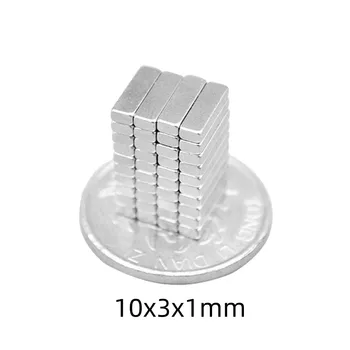 50PCS 10x3x1 Nedidelis daugiabutis Magnetai N35 10*3*1 Neodimio Magnetas 10*3*1mm Nuolatinis NdFeB magnetai, Stiprūs, Galingi Magnetiniai 10x3x1mm