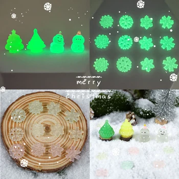 5vnt Kalėdų Mini Šviesos Kalėdų Medžio Sniego Snaigė Figūrėlės Micro Kraštovaizdžio Papuošalai, Namų Miniatiūriniai Dekoras