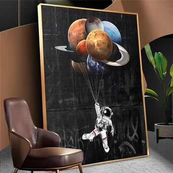 Astronautas Kosmose Svajoja Žvaigždžių Apriboti Naftos Tapybos Drobė Sienos Nuotraukas Kambarį Plakatai ir Spausdina Namų Dekoro