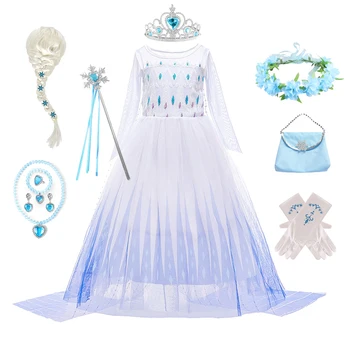 Baby Girl Suknelės Mergaitėms Elsa Princesė Suknelė Sniego Karalienė Elsa Kostiumas Bling Sintetinio Kristalo Liemenė Šalis Suknelė Vaikams Drabužių
