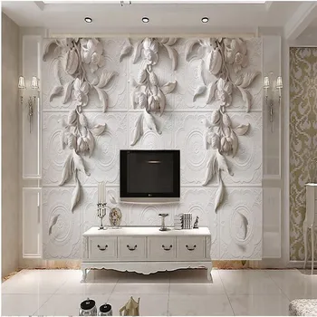 beibehang tapyba už kambarį fone fotografijos HD Baltos gėlės iškilumo vizualiųjų menų hotel sienos tapetai, freskos