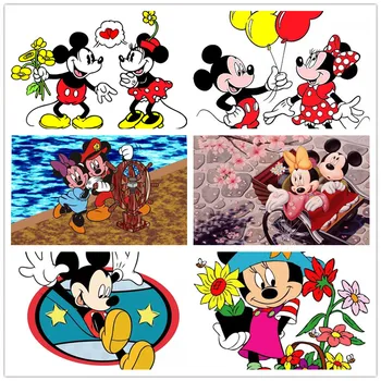 Disney Mickey Ir Minnie Drobės Tapybos Lipdukų, Plakatų ir grafikos Animacinių filmų Dailininkas Sienos Menas Nuotraukas, Kambario, Namo Apdaila