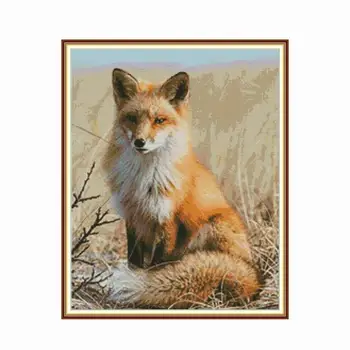 Džiaugsmas sekmadienį Antspaudu Kryželiu Rinkiniai Fox Gyvūnų Modelius 11CT 14CT Atspausdinta Drobė 