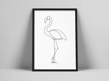 Flamingo vienas piešinys spausdinti, Gyvūnų line menas, Spausdinimui sienos menas, Paukščių iliustracijos, Juoda balta spausdinimo, Namų sienų dekoras, Tumumblr
