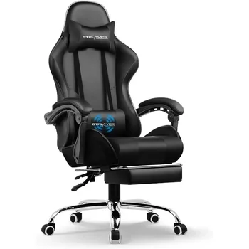 GTPLAYER Žaidimų Kėdės, Kompiuterio Kėdė su Kojoms ir Juosmens atrama, Aukštis Reguliuojamas Žaidimas Kėdės su 360°-Pasukama Sėdynė