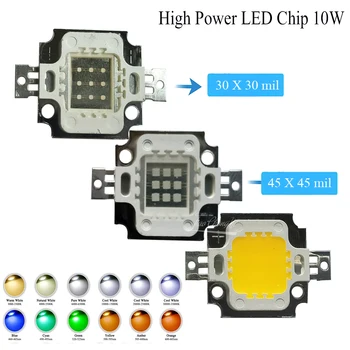 High Power LED Chip 10W Natūralus Kietas Šiltai Balta 3000K 4000K 6000K Raudona Žalia Mėlyna UV SPINDULIŲ COB SMD Šviesos Granules Prožektorius 10 W