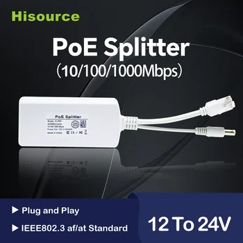 Hisource 48V-12V 100/1000Mbps POE Splitter Paramos IEEE802.3 af/ne IP Kameros ir Extander