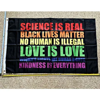 Juoda Gyvena Klausimas Vėliavos Mokslas Yra Realus Jokio Žmogaus Neteisėtą Meilės Rūšies-tai Viskas, ką LGBTQ JAV Pasirašyti Plakatas 3x5 yhx0341