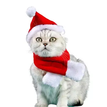 Kalėdų Šunelis Santa Skrybėlę, Katę, Šunį Kalėdų Senelio Kepurė Ir Šalikas Mielas Reguliuojamas Pet Kostiumas Nustatyti Kalėdų Šunų Kostiumai Pet Santa