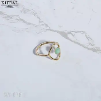 KITEAL Karšto Naujas Mados 18KGP Auksą, sidabrą, dydis 6 7 8 Draugė vestuvinis žiedas Žalias natūralaus akmens žiedas vyrams žiedas kalėdų dovana