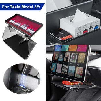 Konsolė Organizatorius Dėklas Magnetinio Pagal Ekrano Laikymo Dėžutė prietaisų Skydelyje Audinių Laikiklis Atveju Automobilių Reikmenys Tesla Model 3 Y