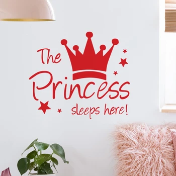 Kūdikio Karūna Siena Lipdukas Freskos Fone Vaikai Kambarį Nuimamas Decal Princas Princesė Miegoti Čia Princesė Miegamojo Puošimas