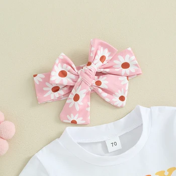 Kūdikio Mergina trumpomis Rankovėmis T-shirt Mini Swiftie Marškiniai Gėlėti Šortai Lankelis 3Pcs Pavasario Vasaros Komplektai