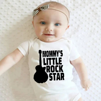 Mamyte Little Rock Star Baby Vasaros Naujagimių Bodysuit Berniukų Drabužiai Atsitiktinis Kūdikis Mergaičių Drabužius trumpomis Rankovėmis, Minkšta Vaikiška Romper