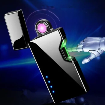 Naujas Lazeris Indukcijos Elektros Dvigubo Kampo USB Žiebtuvėlis Lauko Vėjo Metalo Impulsinis Plazmos Lengvesni LED Maitinimo Ekranas Vyrų Dovana