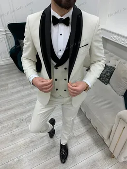Naujas Vyrų Tuxedos Verslo Kostiumas Jaunikis Groomsman Vestuves Oficialus 3 Dalių Komplektas Striukė Ir Kelnės E14