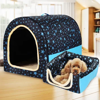 Naujas Šiltas Dog House Patogiai Spausdinti Žvaigždės Veislyne Kilimėlis naminių Gyvūnėlių Šuniuką, Sulankstomas Katė Miega Lovoje aukštos kokybės pet products