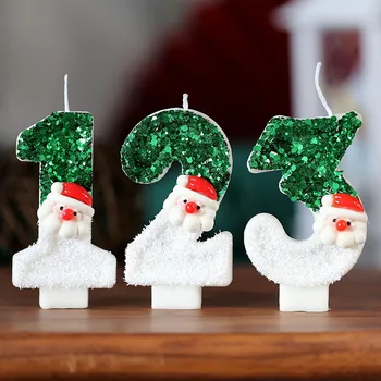 Naujų Kūrybinių Žalia Ir balta Santa Claus Žvakė Red Hat Sniego Skaitmeninį Kalėdų Žvakė Kalėdinė Dekoracija