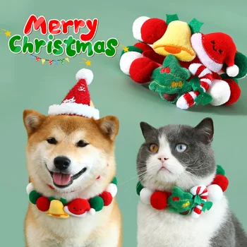Pet kamuolys apykaklės, pliušinis audinys bell Kalėdų eglutė skrybėlę spalvos katė, šuo apykaklės, dekoratyvinis grandinės kačių reikmenys naminių gyvūnėlių apykaklės