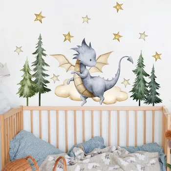 Pterosaur Sienų Lipdukai Vaikams, Vaikų Kambario Deoration Darželio Dekoratyvinis Animacinių Filmų Dekoro Ir Namų Interjerą Žievelės Klijuoti Lipdukus Baby Art