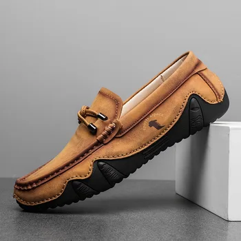 Rudenį, pavasarį nauji vyriški laisvalaikio odiniai batai ranka prisiūta slydimo-vairavimo batai Aštuonkojai vyrų mokasīni, batai M1027