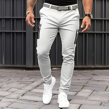 Vyrai Naujų Streetwear Jogger Pieštuku Kelnės Vyrams 100% Medvilnės Verslo Atsitiktinis Kelnės Derliaus Zip Iki Krovinių Ilgas Kelnes Pantalon Homme