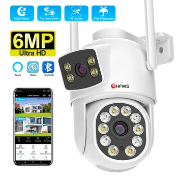 Wifi, Kamera, 6MP 2lens 4X Skaitmeninis Priartinimas IP Kameros AI Auto Stebėjimo Namų Stebėjimo Kameros