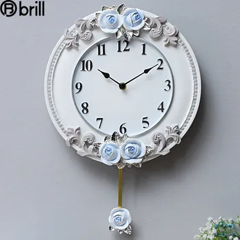 Šiaurės Didelių 3d Modernus Sieninis Laikrodis Baltos Kūrybos Gėlių Silent Sieniniai Laikrodžiai, Namų Dekoro Kambarį Švytuoklinio Laikrodžio Mechanizmas