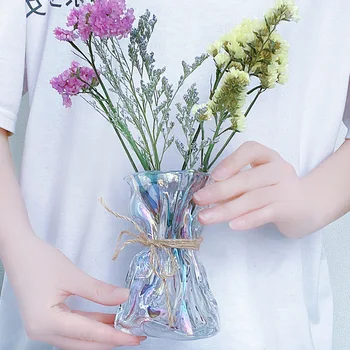 Šiaurės stiliaus kūrybos stiklo vaza Spalvingas origami skaidrus vanduo tulpių vaza namų kambarį dekoruoti vaza