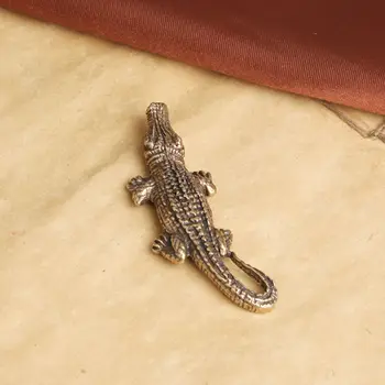 Žalvario Krokodilas Statula Baisu Copperware Mažas Key Chain Antikvariniai Bronzos Statulėlės, Namų Dekoro